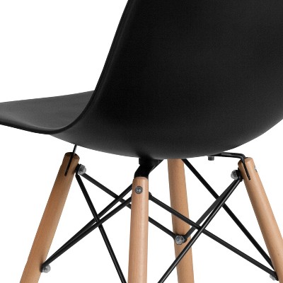 Black Plastic Side Chair with Wooden Legs