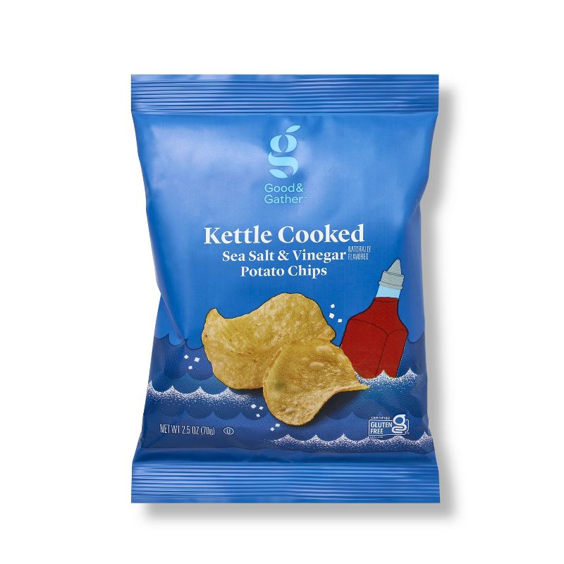 Salt &#38; Vinegar Kettle Cooked Potato Chips - 2.5oz  - Good &#38; Gather&#8482;, 1 of 4