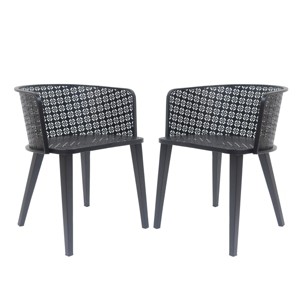 Set of 2 Outdoor Dining Chairs, Iron Patio Dining Chairs with Modern Low Back for Garden or Porch, Metal Outdoor Dining Chairs for Conversation-Koiai - 1 of 4