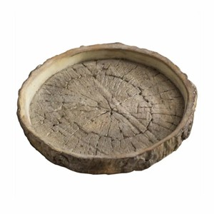 Slickblue Faux Wood Cement Tray, Round Dish with Bark Texture, Decorative Accent, Natural, 9.25" Dia - 1 of 3