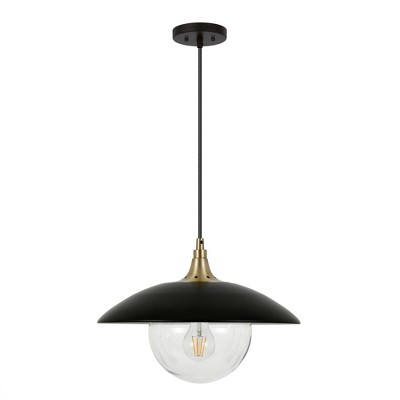 Hudson and Canal 14.5" Wide Pendant with Metal/Glass Shade