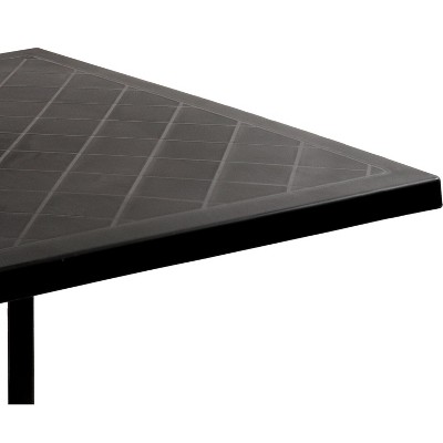 Black Square Polypropylene Top Outdoor Dining Table with Curved Iron Legs