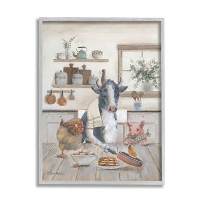 Stupell Industries Farm Animals in Kitchen Framed Giclee Art