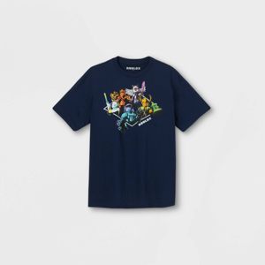 Boys Roblox Group On Short Sleeve Graphic T Shirt Navy L Target - blue and black creeper t shirt roblox