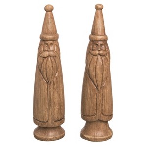 Transpac Resin Wood Look Slim Santa Set of 2 Christmas Home Decorations - 1 of 1