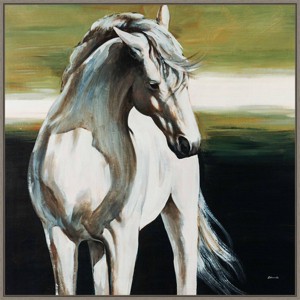 30" x 30" Portrait of Dakota The Horse by Sydney Edmunds Framed Canvas Wall Art Print - Amanti Art: Equestrian Decor, Modern Lithograph - 1 of 4