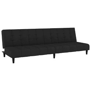vidaXL Black Velvet Upholstered Sofa Bed - Modern 2-Seater Loveseat Sleeper with Sturdy Wooden Frame for Small Spaces - 1 of 4