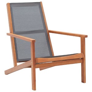 vidaXL Patio Lounge Chair - Solid Eucalyptus Wood and Textilene, Gray Color, Weather-Resistant, Suitable for Outdoor Use - 1 of 4