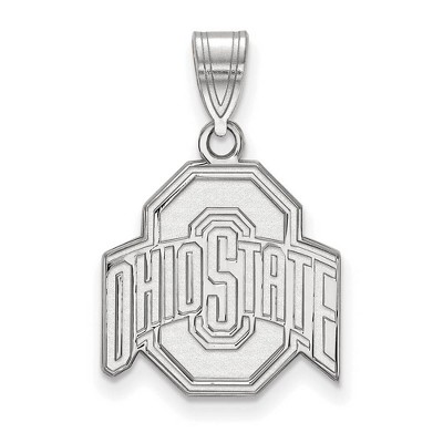 Black Bow Jewelry 14k White Gold Ohio State Buckeyes NCAA Medium Pendant