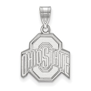 Black Bow Jewelry 14k White Gold Ohio State Buckeyes NCAA Medium Pendant - 1 of 3