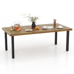 Tangkula 8-Person Dining Table 79" w/ 1.9" Umbrella Hole Acacia Wood Adjustable Foot Pads - 1 of 4