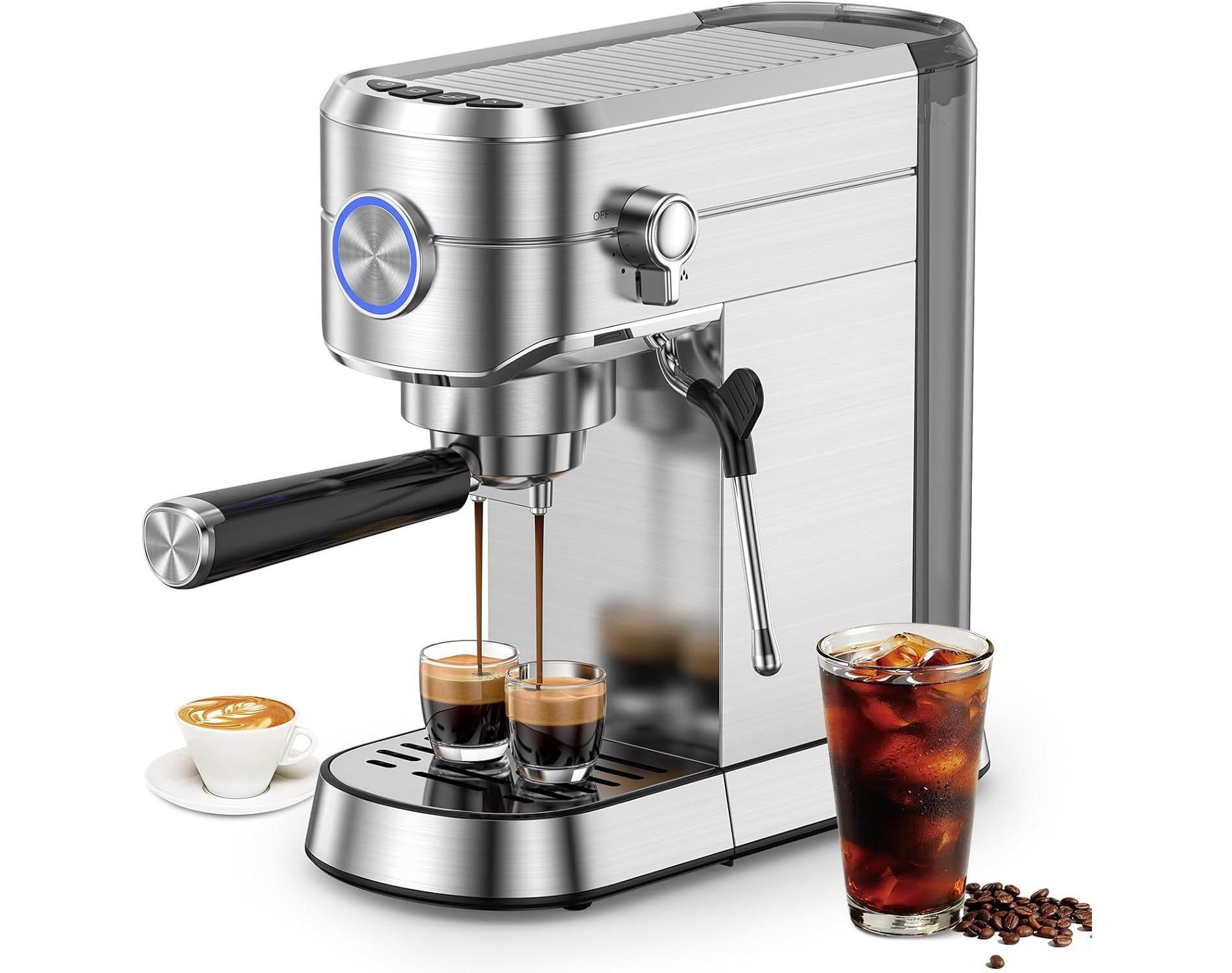 20 Bar Compact Espresso Machine with Milk Frother, Stainless Steel Coffee Maker, 40 oz Removable Water Tank for Cappuccino & Latte
