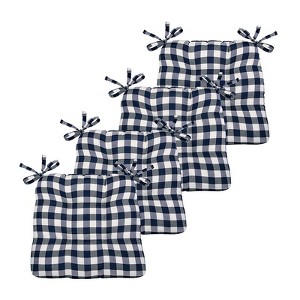 Kate Aurora Country Living Gingham Plaid Checkered Country Farmhouse Chair Cushion Pads - 1 of 3