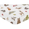 Sweet Jojo Designs Gender Neutral Unisex Baby Fitted Crib Sheet Watercolor Woodland Forest Animals Green Brown White - 3 of 4