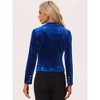 INSPIRE CHIC Women's 1 Button Lapel Collar Business Office Crop Suit Velvet Blazer - 4 of 4
