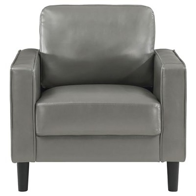 Ruth Dark Gray Faux Leather Wood Accent Chair