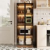 ATJafurn 23.6'' Glass Display China Cabinet With Pull-Out Bar Shelf, Dining Cabinet With Glass Doors and Wireless LED Light - 3 of 4