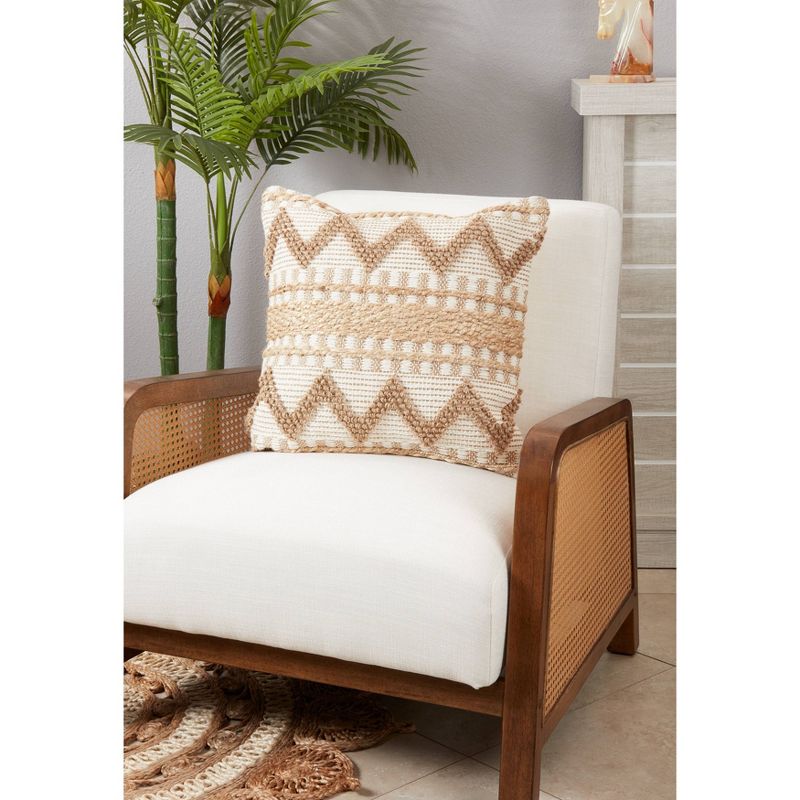 20&#34;x20&#34; Oversize Textured Zig Zag Woven Poly Filled Square Throw Pillow Ivory - Saro Lifestyle, 4 of 5