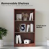 VYNXARIA Cherry Wood 3-Tier Adjustable Bookshelf – Freestanding 3-Shelf Bookcase for Home Office - 2 of 4