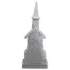 Northlight Lighted Snowy Church with Berry Pine Christmas Decoration - 16" - Gray and White - image 4 of 4