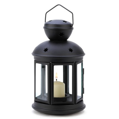 Elegant Colonial Black Iron & Glass Tabletop Candle Lantern