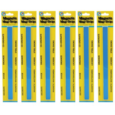 Ashley Productions® Magnetic Magi-Strips, Blue, 12 Feet Per Pack, 6 Packs