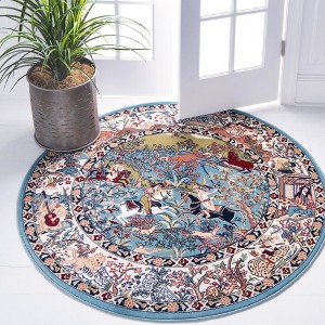 Unique Loom Narenj Birmingham Floral Indoor Woven Fringe Area Rug - 1 of 4