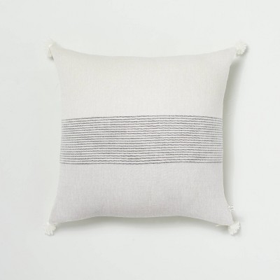 18" x 18" Mini Stripe Color Block Bed Pillow Neutrals - Hearth & Hand™ with Magnolia