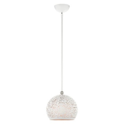Livex Lighting Charlton 1 - Light Pendant in  White/Brushed Nickel