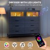 Dresser for Bedroom with 2 Shelves, 6 Drawers Dresser with LED Lights & Charging Station, Modern Chest of Drawers for Bedroom, Entryway - 4 of 4