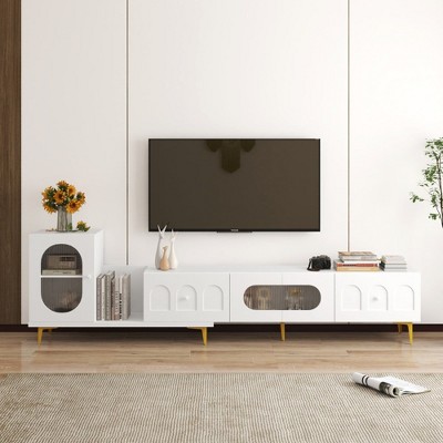 Chic Crate - Extendable Modular TV Stand - Solid Oak Media Console w/ Adjustable Width - Multi-Room Design in Storm Gray & Natural Wood