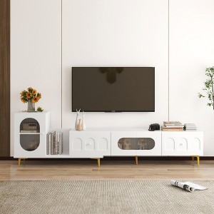 Chic Crate - Extendable Modular TV Stand - Solid Oak Media Console w/ Adjustable Width - Multi-Room Design in Storm Gray & Natural Wood - 1 of 4