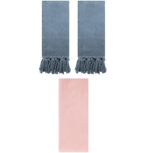 REGALWOVEN 3 Packs Cotton Soft Absorbent Tassels and Waffle Decorative Hand Towel - 1 of 4