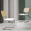 COWLOWN White 2 Piece Mid - Century Rattan Dining Chair Set, Cane Backrest, Upholstered Seats for Home Dining Areas - 3 of 4