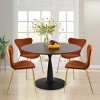 Harold+Flavia 5-Piece Walnut Foil  Round Top Pedestal Dining Table Set with 4 Upholstered Chairs -Maison Boucle - 2 of 4