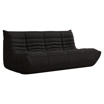 SYFERLORY Armless 3-Seat Togo THREE Seater Large Bean Bag Sofa，Black