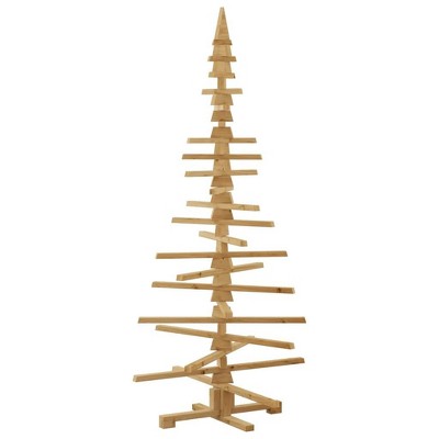 vidaXL Wooden Christmas Tree with Stand Brown 70.9" Solid pine wood