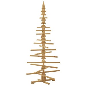 vidaXL Wooden Christmas Tree with Stand Brown 70.9" Solid pine wood - 1 of 4