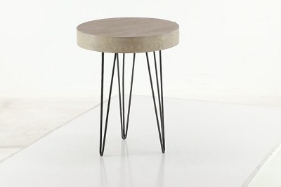 Elegant Round 20" Wood and Metal Accent Table in Brown