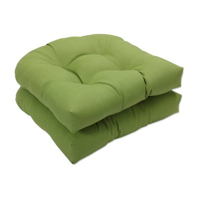 Outdoor 2-Piece Wicker Seat Cushion Set - Green Forsyth Solid