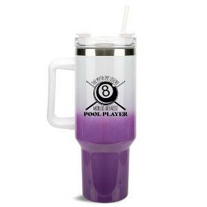 100 North World's Greatest Pool Player 8 Ball Wrap-Around 40 Oz. Stainless Steel Water Bottle Coffee Mug, Spill & Leak Resistant, Travel Tumbler with - 1 of 4