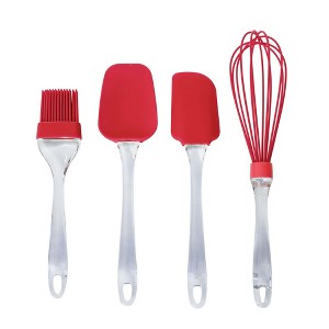 Farberware Kitchen Utensil Gift Set, 4-Piece Silicone & Plastic Tools with Whisk, Spatula, Spoon Spatula & Basting Brush, Dishwasher Safe - 1 of 4