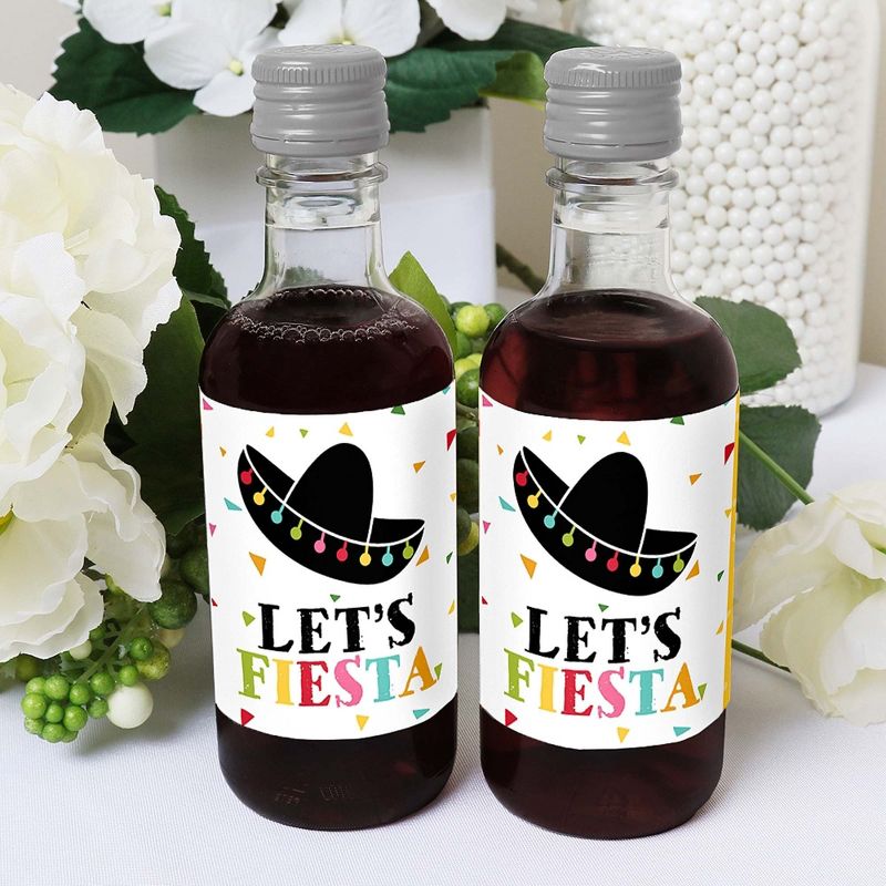 Big Dot of Happiness Let's Fiesta - Mini Wine and Champagne Bottle Label Stickers - Fiesta Favor Gift for Women and Men - Set of 16, 5 of 7