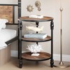 End Table 3-Tier Round Side Table, Living Room Accent Table with Storage Shelf, Metal Industrial Wood Bed Side Table, Night Stand for Bedroom, Sofa - 3 of 4