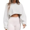 Women's Long Sleeve Tops Cropped Crew Neck Loose Fit Casual Workout Shirts Sweatshirts - 2 of 4