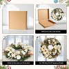 24 Inch Pre-Lit Christmas Wreath for Front Door, Battery Operated Lighted Holiday Wreath with Ornaments, Artificial Flowers and Bow - 4 of 4