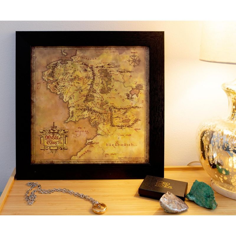 Silver Buffalo The Lord of the Rings Middle-earth Map Hanging Sign Framed Wall Art | 12 Inches, 5 of 7