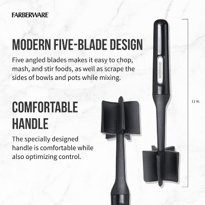 Black 10-Inch Heat Resistant Nylon Meat and Potato Masher