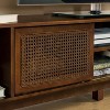 HDZNVF 67.9 Inch Mid Century Modern Rattan TV Stand for TVs up to 75 inch, Entertainment Cabinet, Walnut - 4 of 4