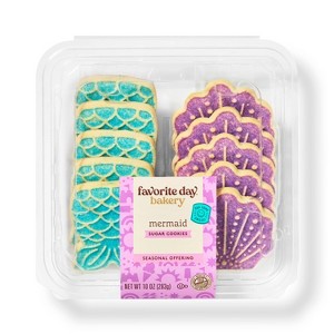 Mermaid Tail Shaped Sugar Cookies - 10oz/10ct - Favorite Day™ - 1 of 3